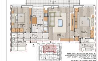 Decomandat Modern 2 bai Metrou Teclu zona verde Titan Pallady ikea - Schiță 3