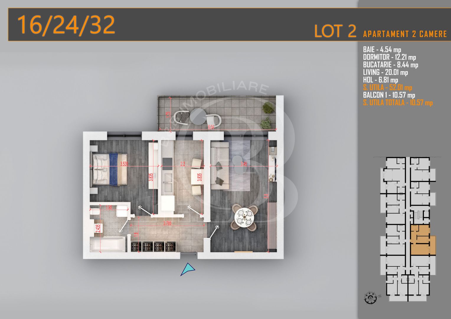 Apartament Decomandat 2 camere - Th. Pallady Metrou N. Teclu - Schiță 7