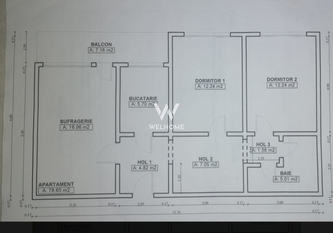 Apartament mobilat și utilat, etaj 1 – Bld. Mihai Viteazu, Sibiu - Schiță 13