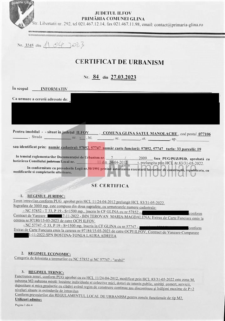 Teren 3000mp intravilan Glina | Parcelabil - Poză 3