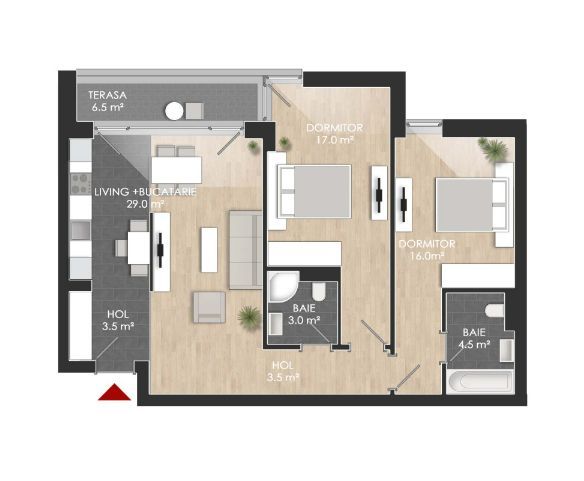 Apartament 3 camere | Balcon| Faza 3 - Poză 1