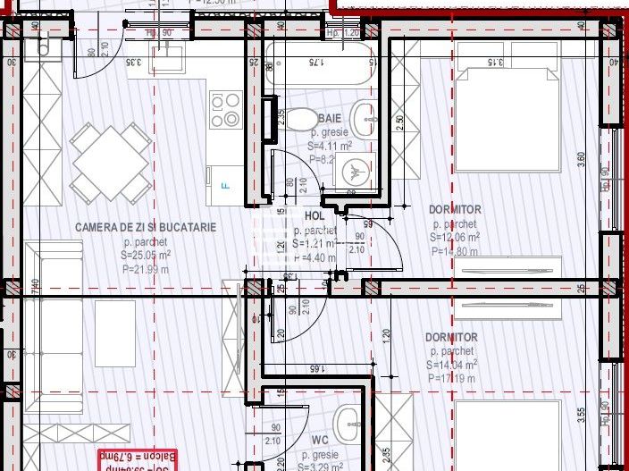 Apartament 3 camere 59.84 mp utili  | Șelimbăr – Zona Unirii - Schiță 7