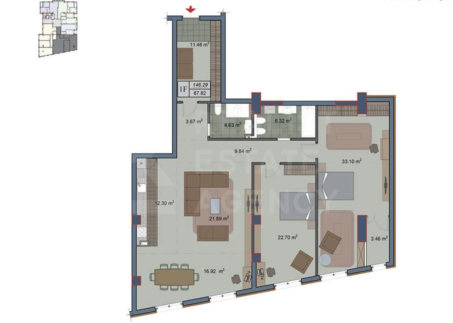 Vânzare, apartament, 2 camere + living, str Columna, Centru. - Poză 17