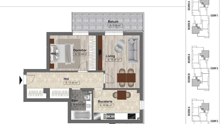 Apartament 2 camere Dobroesti / SU 65,61 mp / bloc nou / comision 0 - Poză 15