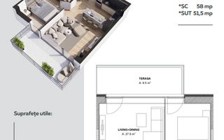 Vânzare, apartament, 1 cameră, 9Cloud, București - Schiță 2