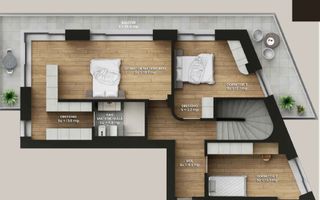 Penthouse pe doua niveluri, 5 camere, cu terase panoramice! Finisat - Poză 6