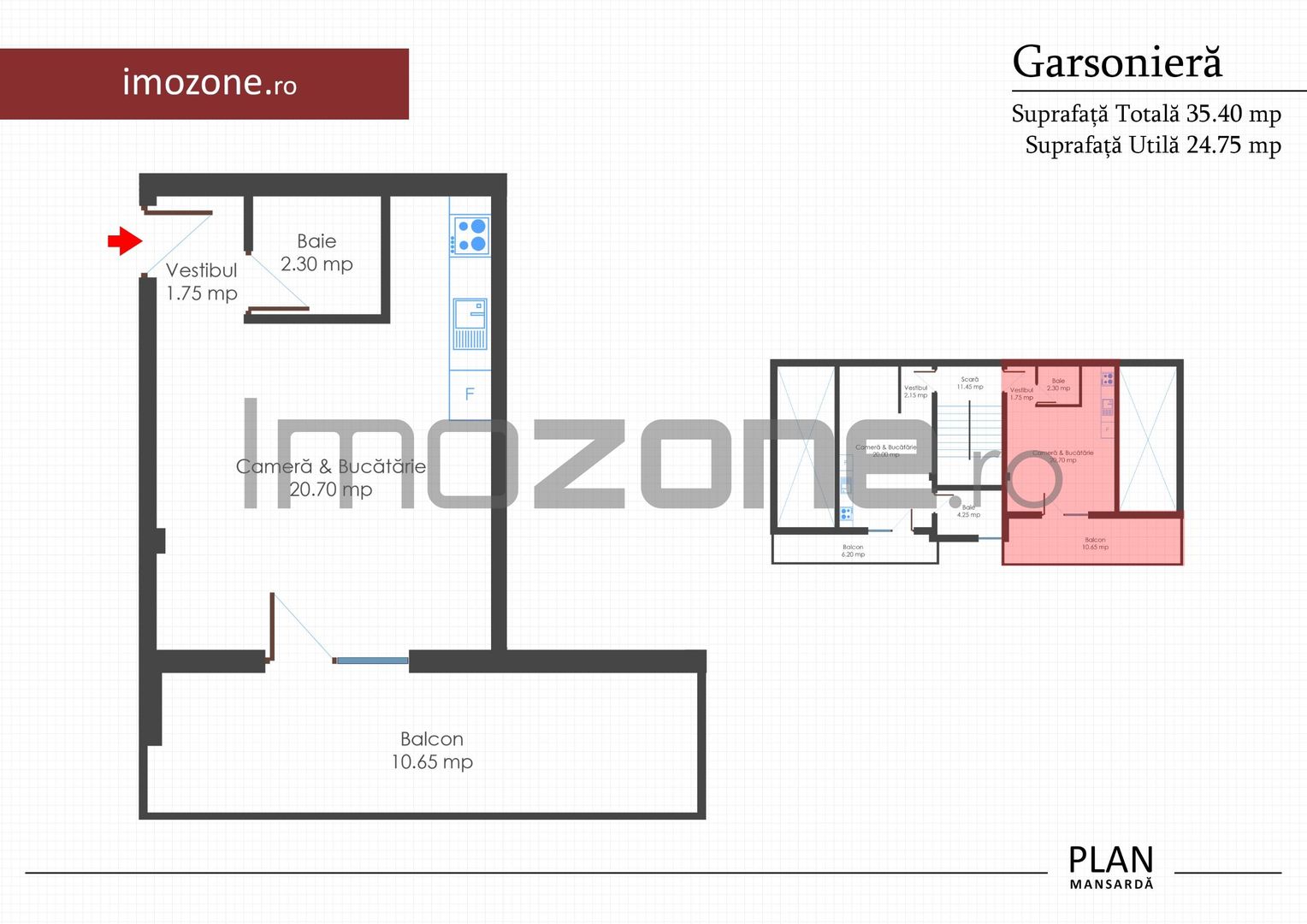 Garsoniera de vanzare, bloc nou, finisatala cheie, centrala termica individuala - Schiță 7