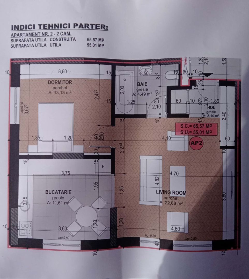 Apartament nou 55 mp utili in Baile Felix Bihor - Schiță 10