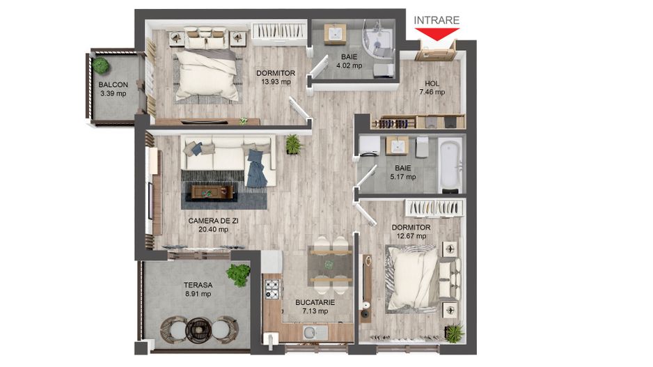 Apartament 3 camere, 71mp, 2 balcoane, Zona Selimbar Comision 0 - Poză 2