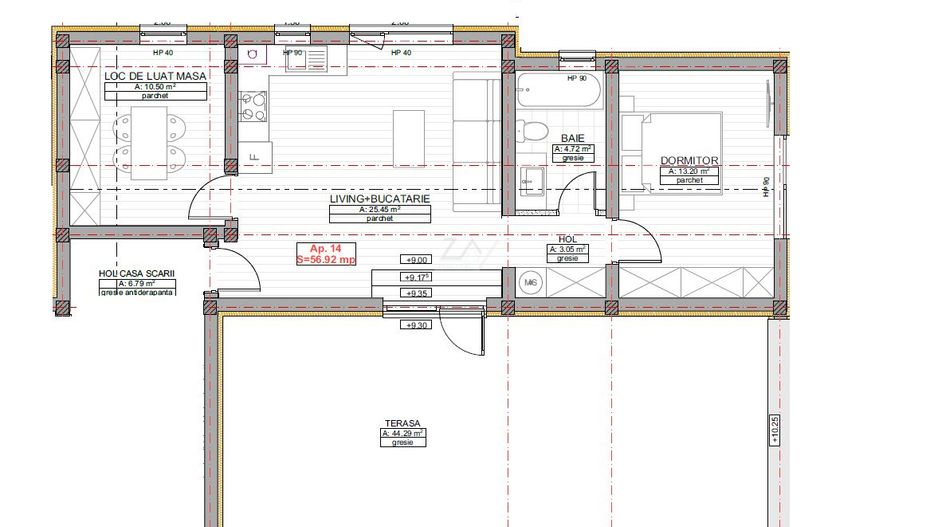 Terasa 45 mp. Decomandat. Parcare. - Poză 8