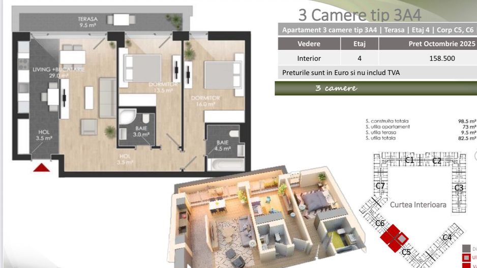Apartament 3 camere spațios, amenajat, bloc nou, comision 0% - Poză 13