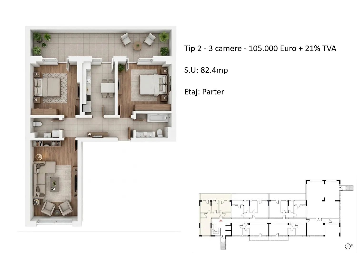 Apartamente 3 camere + Duplex | PLATINUM RESIDENCE Faza 3 - 2026 - Schiță 24