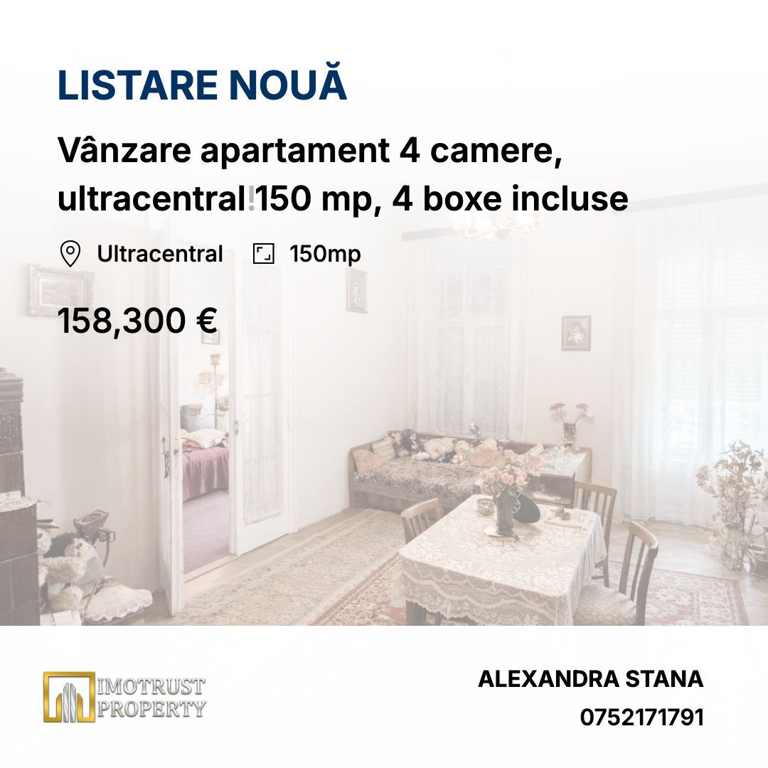 Vânzare apartament 4 camere, ultracentral 150 mp, 4 boxe incluse - Poză 1