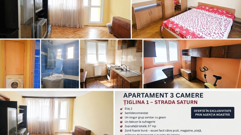 Apartament 3 camere de vanzare - Tiglina 1 - Strada Saturn - Etaj 2 - Poză 1