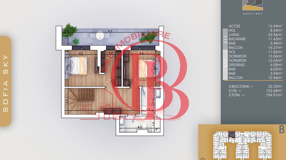 Theodor Pallady Duplex 3 camere la 7min metrou Nicolae Teclu - Schiță 2