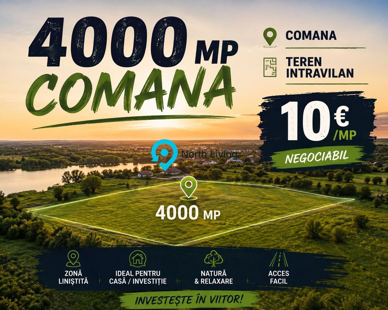 Teren intravilan 4.000 mp Comana (Budeni) | 10 €/mp negociabil | Comis - Poză 1