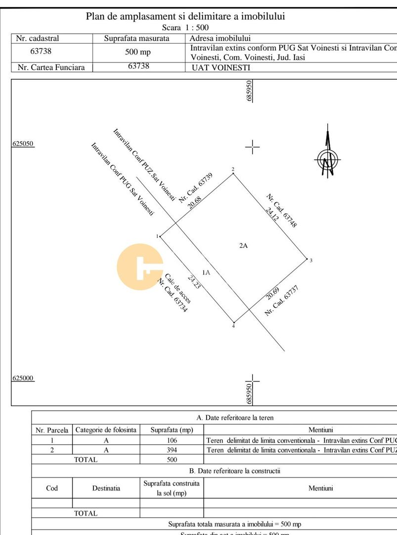 🌳 Teren Intravilan iesire Vorovești - 500 mp - 20.000 Euro 🏡 - Poză 2