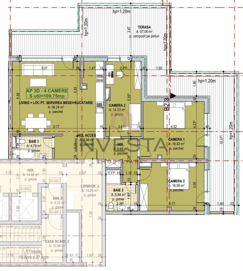 Penthouse exclusivist – Etajul 14, Panorama superba! Pret TVA Inclus! - Schiță 2