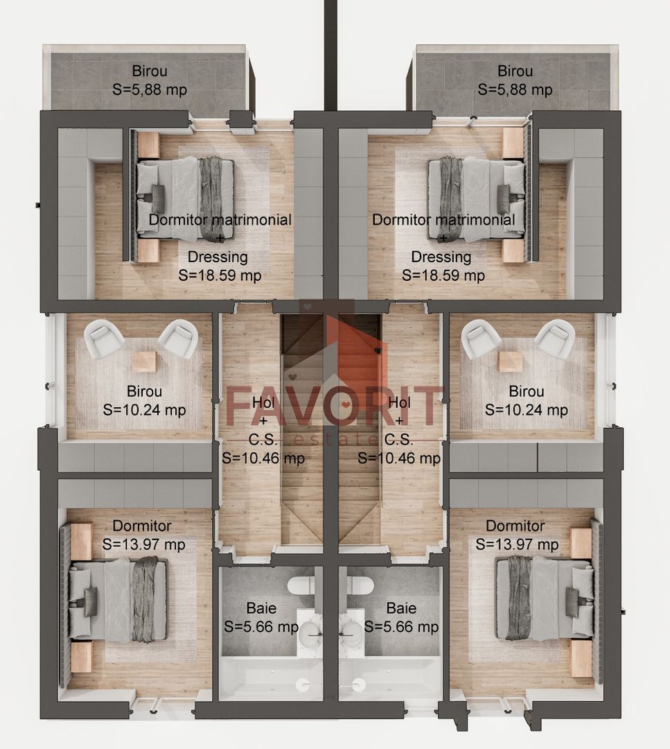 Duplex cu 4 camere | Pozitie excelenta | Asfalt | Statie de autobuz - Schiță 8