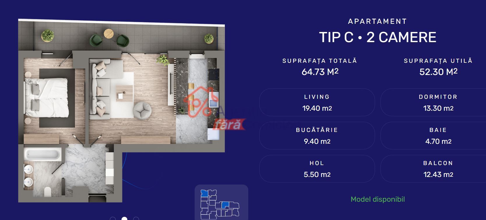 Apartament 2CD, 63.34mp - Poză 2