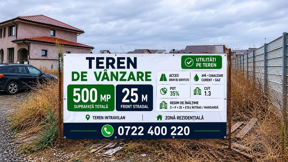 „Teren 500 mp între case, cu toate utilitățile – Domnești, Ilfov | Pr - Poză 1