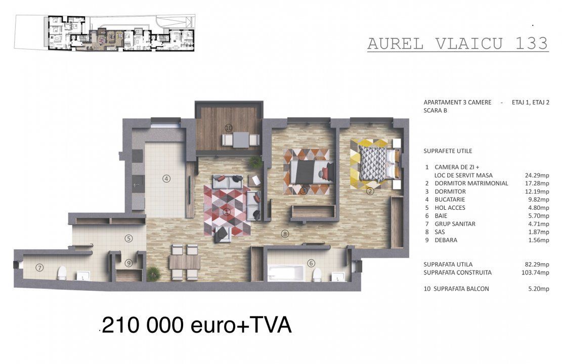 Apartament 3 camere Polona | Aurel Vlaicu - Poză 9