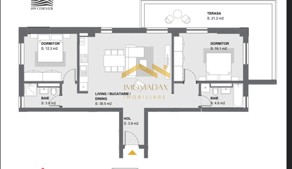 Aradului-3 camere-Terasa - Poză 14