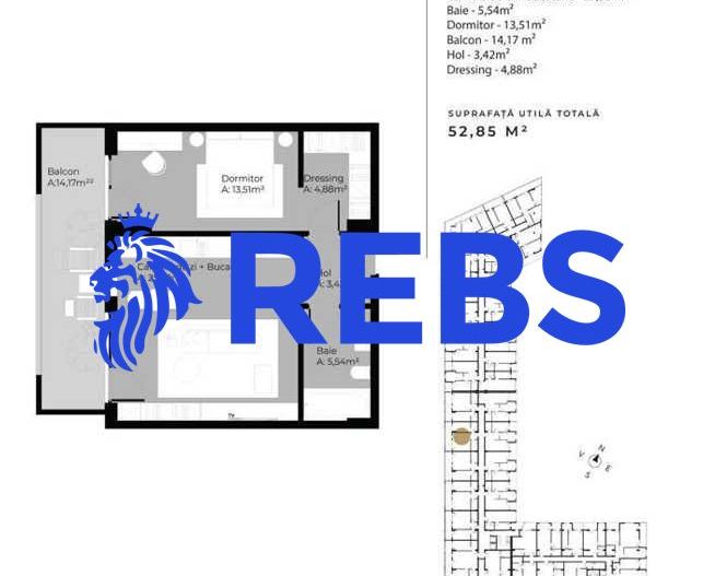 Apartament cu 2 camere | Cartierul Gheorgheni | 52.85mp | Semifinisat - Poză 2