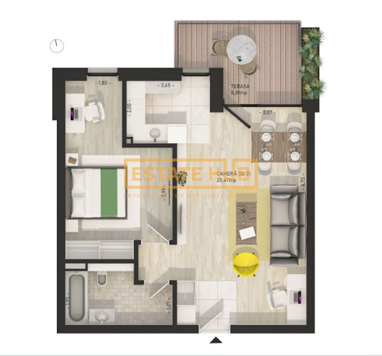 Apartament cu 2 camere și terasă de 8 mp | The Nest - Poză 17