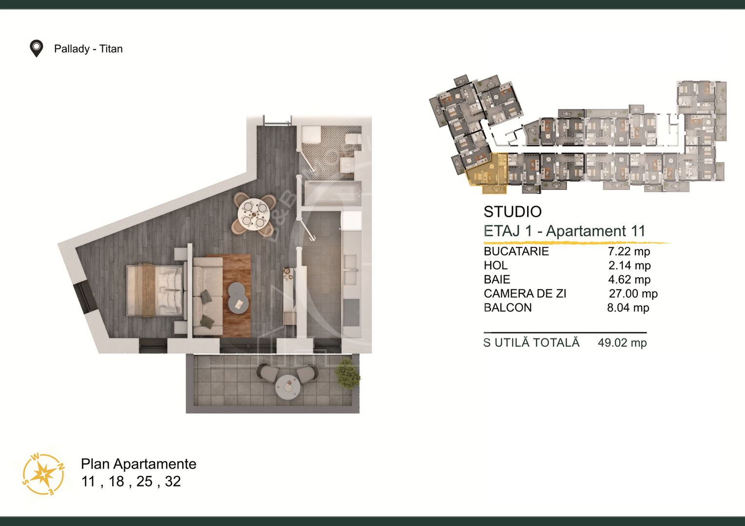 Th. Pallady-Apartament 2 camere cu Loc de parcare Gratuit - Schiță 2