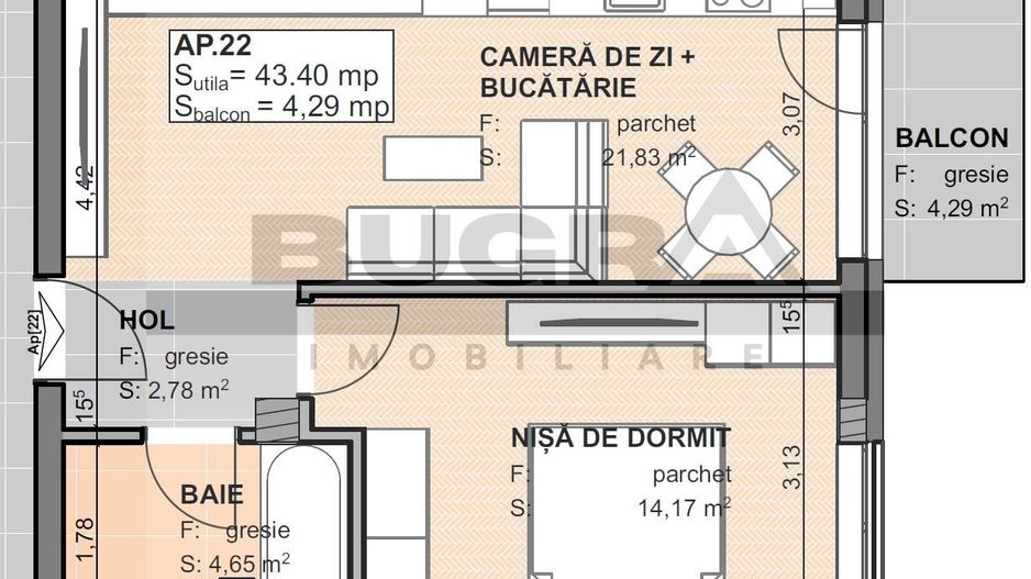 Apartament 2 camere, 44 mp, parcare, Complex Estimo - Poză 2