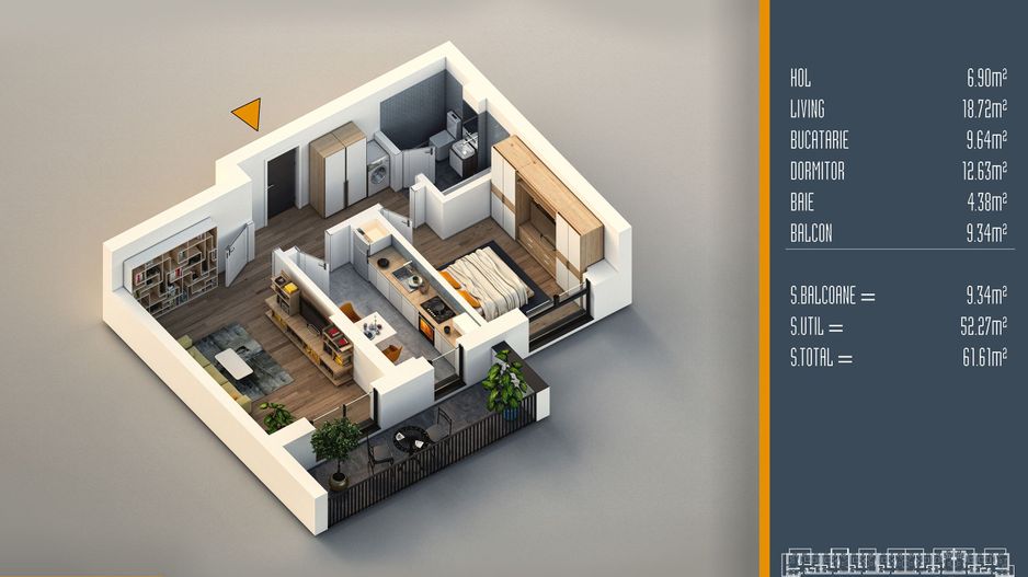 Oferta Lansare 2 camere proiect nou Pallady - Schiță 2