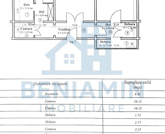 2 camere decomandat 65mp Bartolomeu etaj 1 cu centrala - Schiță 10