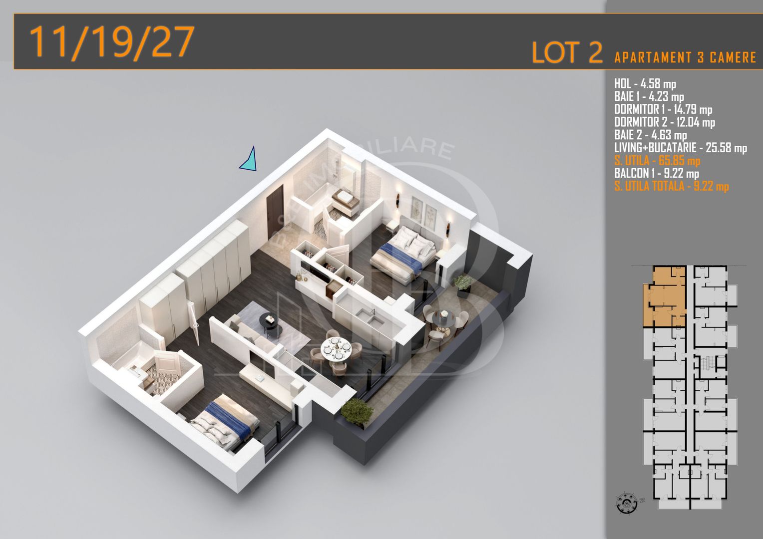 Apartament 3 camere Titan Th. Pallady-Sector 3-Metrou Teclu - Schiță 3
