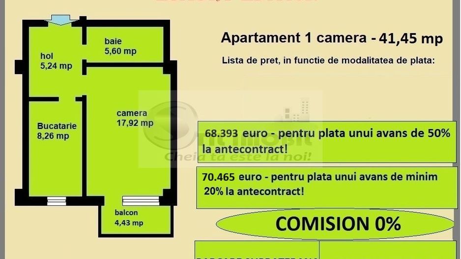 Apartament 1 camera de vanzare in Iasi, Galata, 41,45 mp, bloc nou - Poză 2