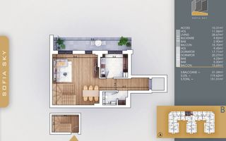3 camere tip Duplex Living Generos Mutare Rapida 7min metrou - Schiță 2