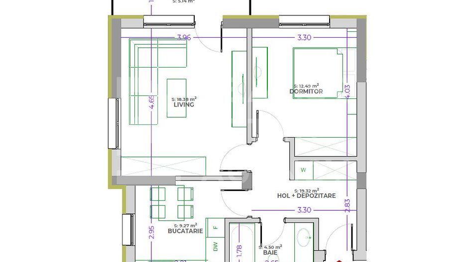 Vânzare, apartament cu 2 camere, zona Tractorul - Schiță 5