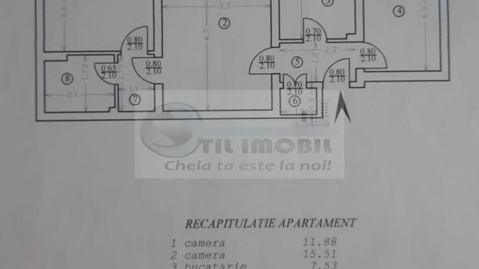 Cartier - Podu Ros - Ap. 3 camere - 95k Cash - 58 mp etaj 1. - Schiță 12