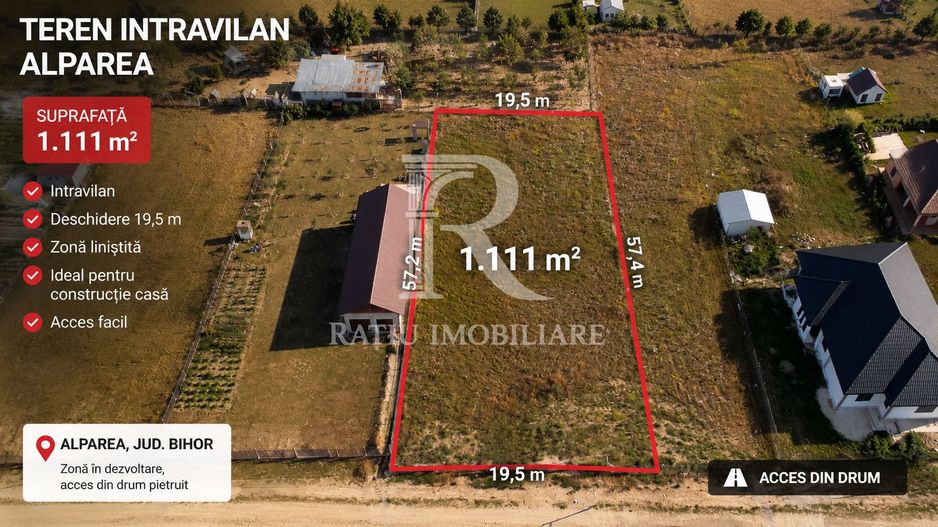 Teren Intravilan 1.111 mp | Utilități la Teren | Alparea | Bihor - Poză 1