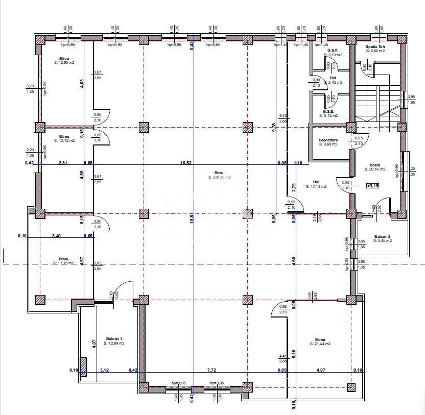 Spatiu modern de birouri 335 mp etaj 1 Sibiu zona Milea - Schiță 3