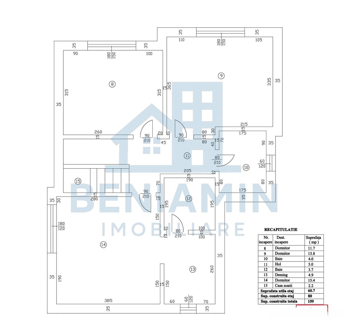 Casa P+1 Living-Bucatarie-3 Dormitoare-Toate utilitatile-Disponibila - Schiță 11