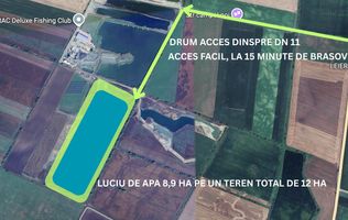 Lac de pescuit 9 ha, pe un teren intravilan de 12 ha, langa Brasov, COMISION 0%