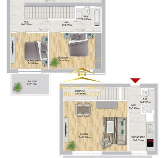 Apartament 3 camere tip duplex, 3 bai + parcare - 1 Mai / Domenii - Poză 13