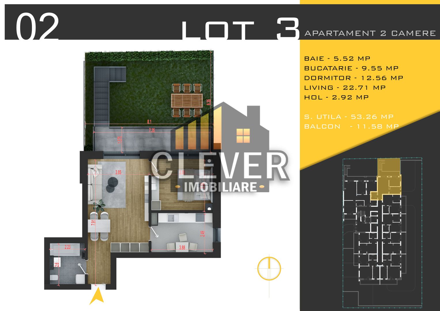 Apartament 2 camere Gradina Proprie Theodor Pallady Sector 3 - Schiță 11