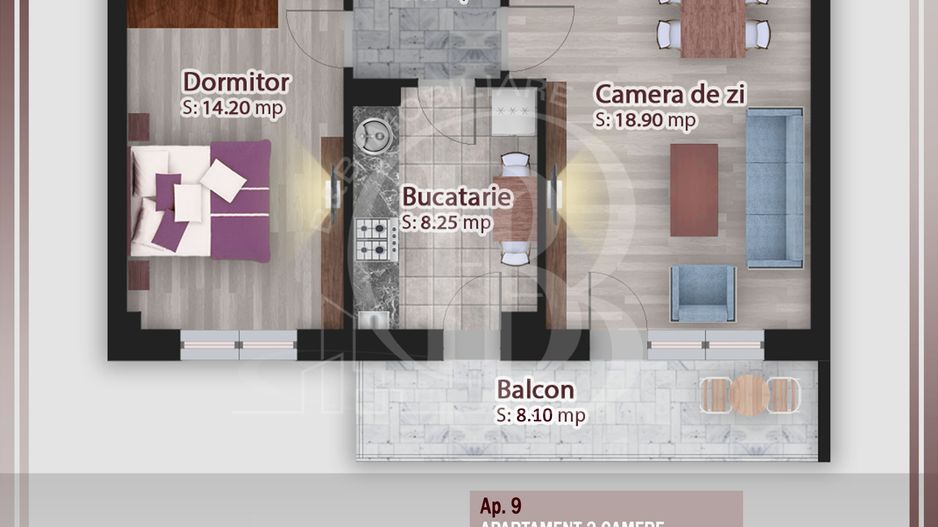 Apartament 2 camere-Theodor Pallady-Compartimentare Ideala - Schiță 1