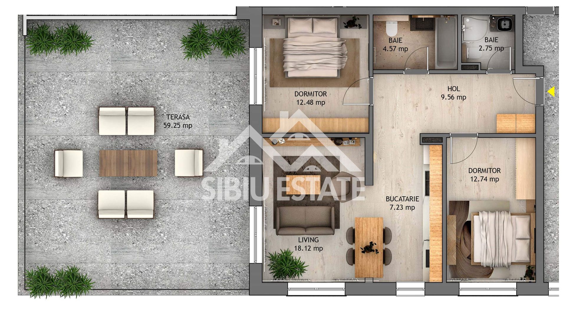Penthouse Sibiu terasa mare vedere panoramica - Poză 7