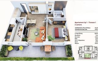 Vânzare, apartament, 2 camere, zona Tractorul, Brașov - Poză 11