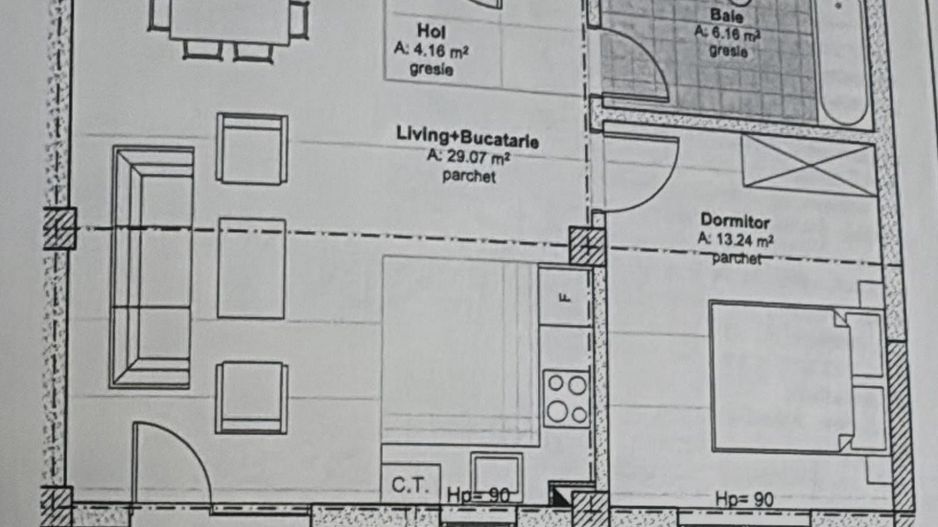 Apartament cu 2 camere, finisat mobilat complet, zona Teilor - Schiță 11