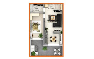 Apartament 2 camere,  terasa 18.46., aer conditionat (ALP-C1-Ra-ap.2) - Poză 2