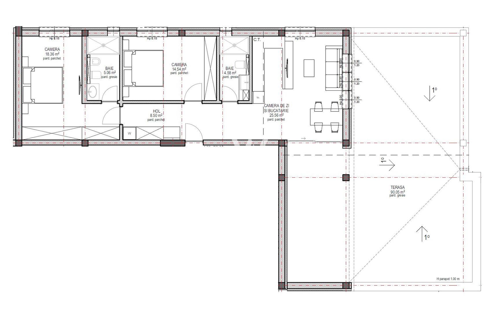 Penthouse 3 camere TERASA PANORAMICA, Lacul lui Binder, Sibiu - Schiță 6